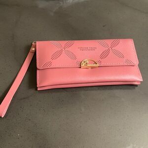 NIP dark pink  wristlet forever young originally from Korea 100% polyurethane